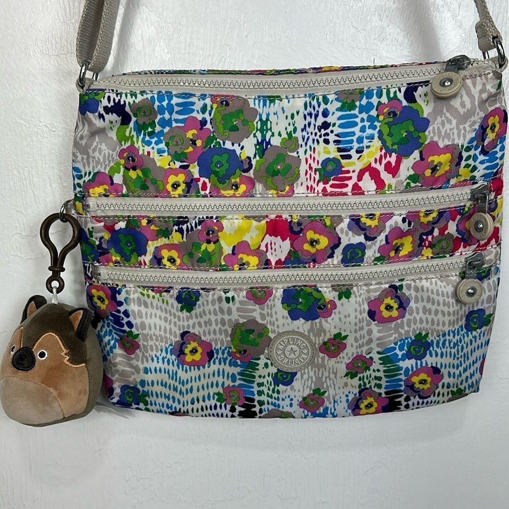 Kipling Alvar Colorful Daisy Dance Lightweight Tote Crossbody Bag - Picture 2 of 6